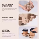 Customized Biodegradable Food Packaging Paper Pulp Hot Cold Drink Cardboard Cup Carrier Take Away Coffee Tea 2/4 Cup Holder - Image 5