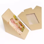 Custom Handmade Triangle Kraft Paper Boxes for Sandwich Take Out Packaging Customizable Sandwich Containers