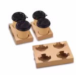 Platillo de café de papel kraft ligero, duradero, con base reforzada, apilable, resistente al calor, anticondensación y antiderrames.