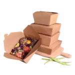 Custom Eco-Friendly Take Away Container Kraft Food Grade Lunch Box Food Takeout Packaging Box for Salad Sandwich Cake - Image 3