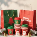 Custom Wholesale Cheap Luxury Red Christmas Wrapping Kraft Paper Bag with Handles Holiday Party Gift Bags – Image 4