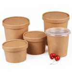Disposable Hot No Added Pfas Paper Soup Cup with Paper Lid Soup Paper Bowl with Lid Eco Friendly Soup Cup