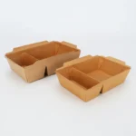 YBLPAK Kraft Paper Bento Box High Quality Food Grade Disposable 2 Compartment Boxes Custom Logo Recycled Materials for Takeaways - 画像 (3)