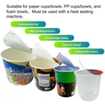 Heat Seal Paper Lids for Plastic Cups & Bowls | Leak-proof Universal Sealing Lids for Instant Noodles and Coffee – Image 2