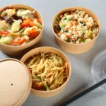 Disposable Craft or White  Paper Bowl with Lid Food Container