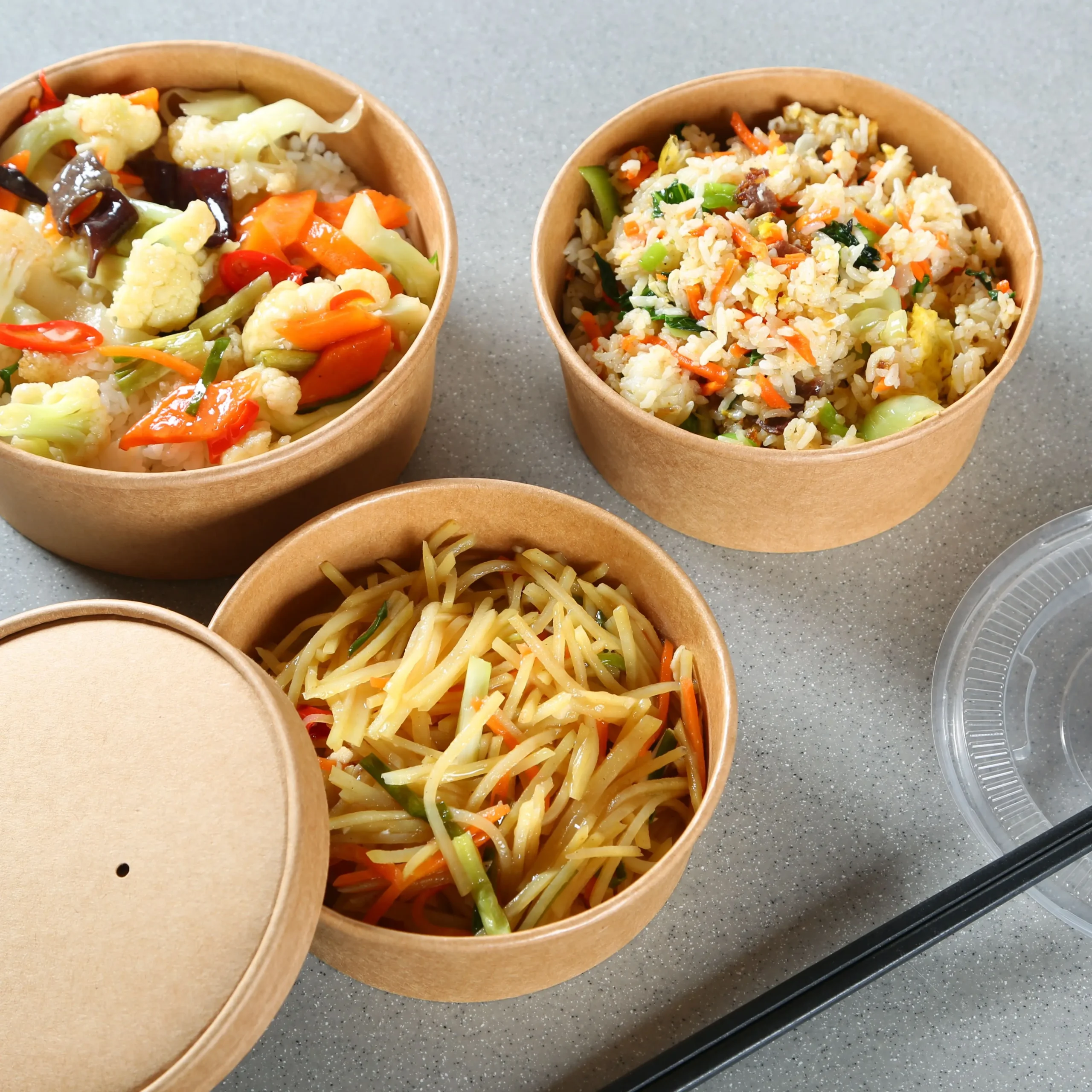H09eeaa35d1ed460bb0ca215bab888dabB.webp Disposable Craft or White Paper Bowl with Lid Food Container - Image 1