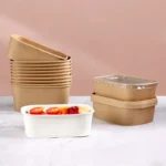 Wholesale Biodegradable Black Square Kraft Paper Food Container with PP PET Lid for Cookies Bread Milk Hamburgers – Image 3