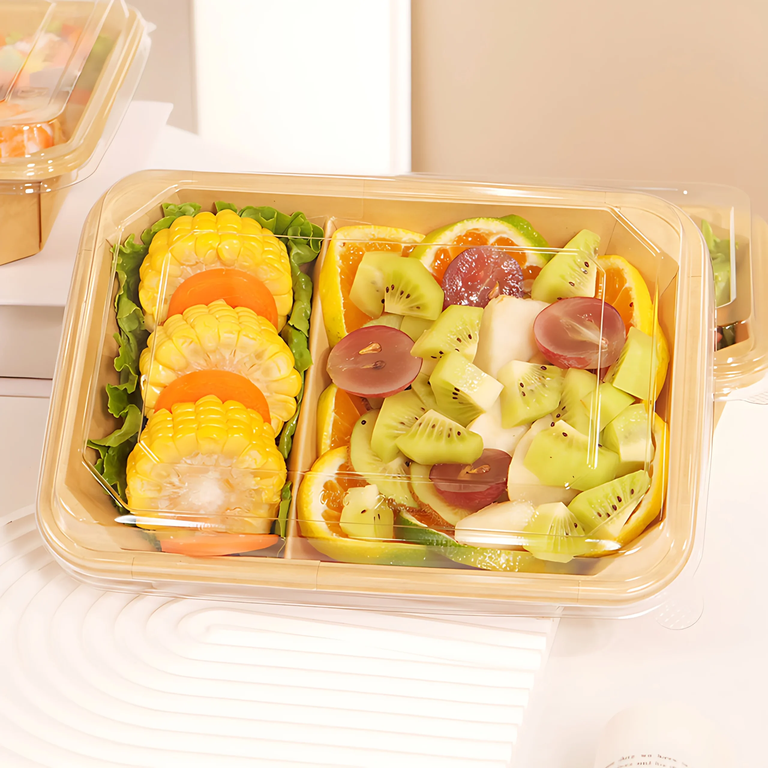 H0a84a6ea25e3466d81358ae64dba3481d.webp YBLPAK Eco-Friendly 300ml/750ml/1200ml 2 Compartment Octagonal Craft Paper Bowl with Lid Food Grade Leak & Grease Resistance OEM - Image 1