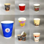 YBLPAK Custom Printing Ripple Wall Paper Cup with Lid Biodegradable Embossed Eco Friendly Disposable Takeaway Hot Tea Coffee Cup – Image 2