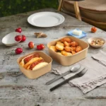 High Quality Wholesale Disposable Square Paper Bowl Custom Print logo Paper Salad Bowl With Lid - 画像 (2)