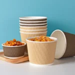 Xiamen 998ml Double Layer Corrugated Paper Salad Bowl Disposable Lunch Box with Lids Thickened Round for Soup Dessert Salad Cake