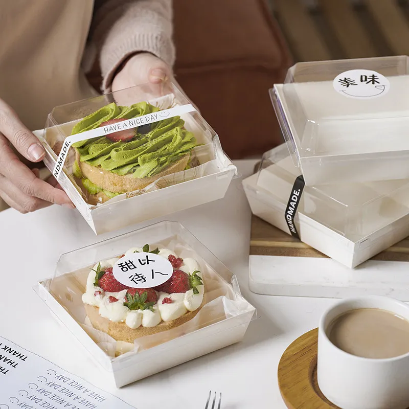H15e362d20e514756a4f507c7d24879d2f.webp Xiamen Eco-Friendly Kraft Paper Tiramisu Cake Box Disposable Square Clear PET Lid Anti Fog Window Matt Lamination Food Grade Box - Image 1
