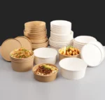 Disposable Take Away Kraft Paper Salad Bowl with PET Lid Kraft Paper Bowl