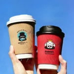 YBLPAK Custom Printing Ripple Wall Paper Cup with Lid Biodegradable Embossed Eco Friendly Disposable Takeaway Hot Tea Coffee Cup
