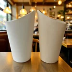 YBLPAK 12oz Custom Logo Horn Shaped Paper Cups Disposable Single Wall White Brown Kraft Paper Coffee Cups for Hot Beverages Soda