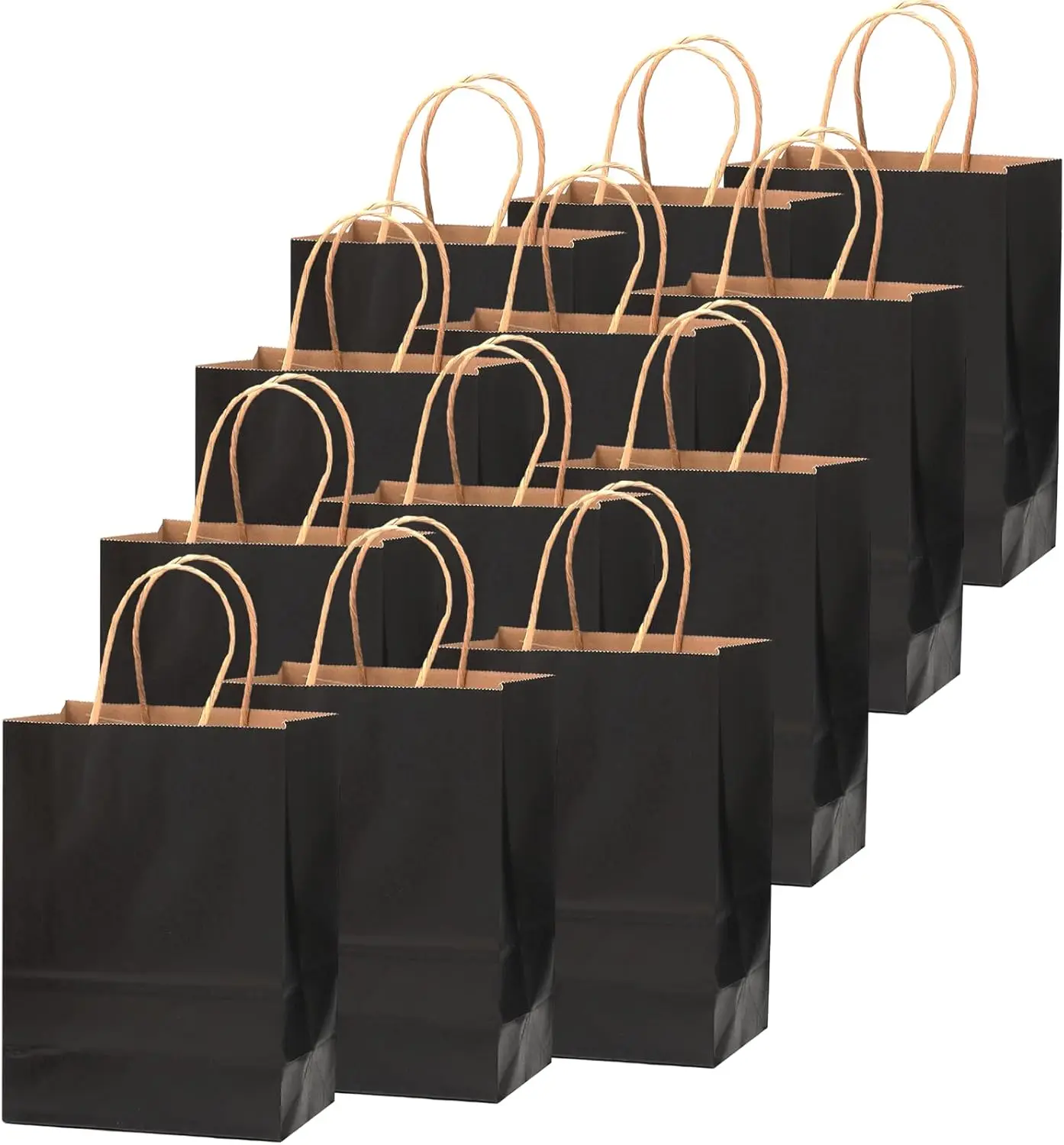 H174f4a2b76f0432f9083fe6df6aea351h.webp Black Kraft Paper Bags with Handles Bulk, Gift Bags, Craft Grocery Shopping Retail Party Favors Wedding Bags Sacks – Image 1