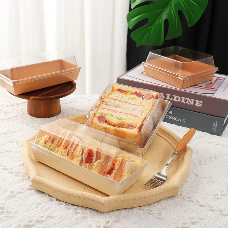 H1859911a7a694c91991d5bc075b2bc72T.webp YBLPAK Wholesale Eco-Friendly Biodegradable Craft Paper Rigid Boxes for Sandwich Cake Baking Square Design Paper Bread Packaging - Imagen 1