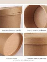 Wholesale Customized Multi Capacity Kraft Paper Square Salad Noodle Soup Cup Bowl - Image 3