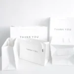 Thank You Custom White Orange Shopping Paper Logo Hair Gift Bag With Handle - 画像 (4)