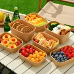 Xiamen Biodegradable Disposable Kraft Paper Salad Bowl with Lid Fast Food Takeaway Container for Soup Noodle Meal Snack Pet Food