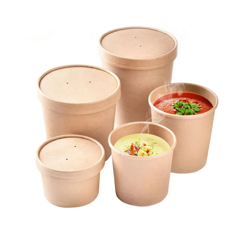 H1e9a0a27de0649c39a86426db35c83d09.webp Custom Logo Noodle Packaging Cup Feature Paper Soup Cup with Lid - Image 1