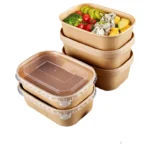 Disposable 500ml 750ml 1000ml 1300ml  Food Packing Rectangular Paper Containers Eco Friendly Square Paper Bowl