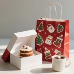 Custom Wholesale Cheap Luxury Red Christmas Wrapping Kraft Paper Bag with Handles Holiday Party Gift Bags – Image 3