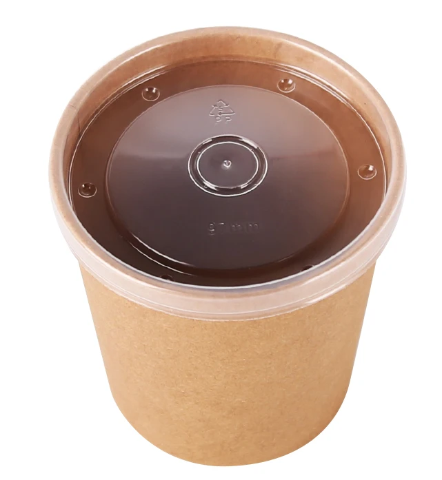 H20af51d0bc5a4640ad1f4a13052859e0O.webp 8oz 12oz 16oz 20oz 26oz 32oz Brown Kraft Soup Cup with Kraft Paper Vented Lid - 画像 (1)