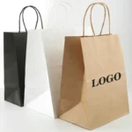 32*11*25 cm 130g Wholesale Custom Printed Brand Bolsa De Papel White Brown Kraft Gift Shopping Paper Bag - 画像 (3)