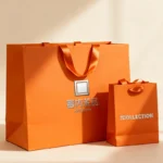 Custom Design Paper Bag With Ribbon Handle Luxury Clothing Shopper Bag for Packaging/Shoe/Shopping/Wedding Tote Bag - Imagen 6