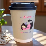 YBLPAK High Quality 12oz Double Wall Insulated Pink Happy Cat Cute Compostable Child Safe Paper Cup for Kids Birthday Party Milk – Image 4