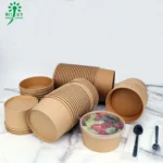 Odm/oem Bol En Papier Round Brown Biodegradable Eco-friendly Take Away Salad Fast Kraft Edible Packaging Bowl - Imagen 3