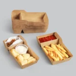 YBLPAK 2 Compartment Disposable Snack Trays Kraft Paper Food Boats Party Serving Boats for Nacho Sandwich Burger Popcorn Kernels - 画像 (4)
