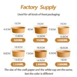 Disposable Round Paper Soup Bowl Paper Cups Food Container Biodegradable Take Away Fast Food Kraft Paper Salad Bowl With Lids - 画像 (3)