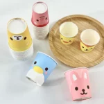 YBLPAK Single Wall Biodegradable Disposable Paper Coffee Cups Adorable Animal Theme Eco Friendly Compostable Paper Cups for Milk – Image 2
