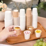 Xiamen Custom Logo Disposable Mini Paper Portion Cup Food Grade PE Coated 1oz-4oz for Ketchup Mustard Sauce Yogurt Tasted Sample
