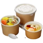 Eco Food Packaging Disposable Biodegradable Take Away 16oz Soup Cup Hot Soup Container Kraft Paper Soup Bowl with Lid