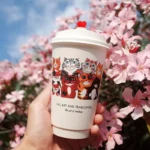 YBLPAK Double Wall Insulated Smiley Cat Paper Cup Adorable Design Biodegradable Eco-Friendly Recyclable Food Safe for Cafe Party