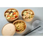 Disposable Craft or White  Paper Bowl with Lid Food Container - Image 2
