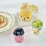 YBLPAK Single Wall Biodegradable Disposable Paper Coffee Cups Adorable Animal Theme Eco Friendly Compostable Paper Cups for Milk – Image 3