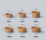 High Quality Biodegradable Kraft Paper Salad Bowl with Lid Custom Printed PLA Coating for Pizza Bread Cookie Embossing Handling - 画像 (4)