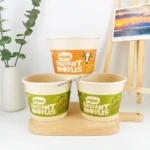 YBLPAK Customizable Biodegradable Cup Ramen Paper Soup Bowl with Aluminum Foil Lid Noodle Cake Container with Heat Sealing Cover