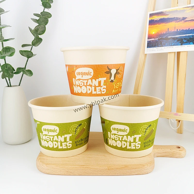 H3a311c177a6c43e5b93595f6e6ff729ds.webp YBLPAK Customizable Biodegradable Cup Ramen Paper Soup Bowl with Aluminum Foil Lid Noodle Cake Container with Heat Sealing Cover - 画像 (1)