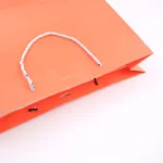 Thank You Custom White Orange Shopping Paper Logo Hair Gift Bag With Handle - 画像 (5)