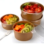 Disposable Food Container Soup Salad Bowl with Lid Customized logo Acceptable Brown Kraft Paper Bowl - Image 4