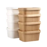 Hot Sale Manufacturer Price Disposable Custom Print Square Paper Bowl With Lid Takeaway Food Container - 画像 (6)