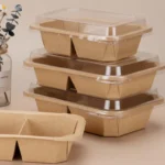 YBLPAK Recyclable Disposable Octagonal Bowls 2 Compartment Food Grade Eco-Friendly Take Out Tray Restaurant Snack Light Meal Box - Image 5