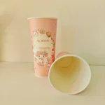 YBLPAK Eco Friendly Co-Branded Custom Milk Tea Cups Pink Printing Single Wall Paper Coffee Cup with Lid for Cafe Bubble Tea Shop – Image 2