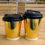 YBLPAK 8oz 12oz 16oz Double Wall Insulated Gold Foil Luxury Elegant Heat Retaining Disposable Paper Coffee Cups for Premium Cafe - Image 2