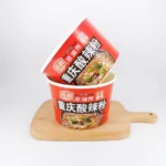 YBLPAK Hot Sale Double Wall Ramen Paper Bowl Custom Logo Biodegradable Compostable Paper Container for Noodle Oatmeal Cake Snack - Image 2